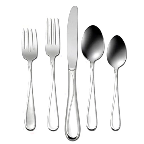 Generic Flight 45-Piece Stainless Steel Flatware Set - Service for 8, Durable and Stylish Cutlery with High Polished Finish, Dishwasher Safe, Includes Serving Utensils