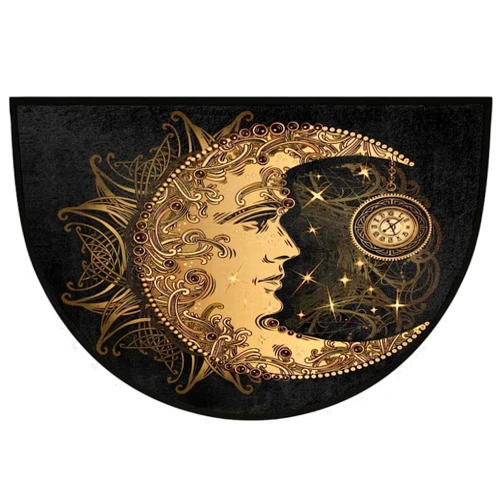 Histao Boho Crescent Moon Sun Mandala Half Round Door Mat Outdoor Entrance,for Outside Entry 18x30 in Wear Resistant Semi Circle Floor Mats Area Rugs for Balcony Kitchen