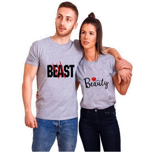KMDebhel Beast Beauty Matching Shirt for Couple,Wedding Anniversary Shirt Gift for Newlywed Honeymoon(Priced for 1 T-Shirt)