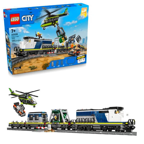 LEGO City Police Train Heist Building Toy - Train Set with Police Car Toy for Boys & Girls, Ages 7+ - Pretend Play Set for Kids - Gifts for Birthdays - 60508