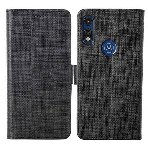 Feiteng Feitenn Moto E Case 2020, Moto E Flip Case, Wallet Slim Thin Folio Cover Stand Credit Card Slots Holder Magnetic Closure Bumper TPU PU Leather Shockproof Shell Skin for Moto E 2020 / Moto E7 - Black