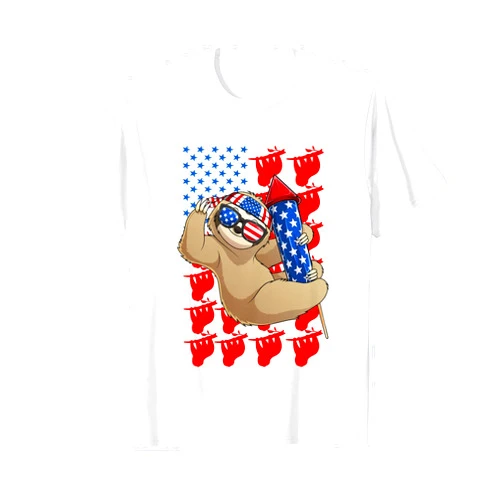 Amb Patriotic Sloth Animal Lovers Fans 4th Of July Funny Sloth USA American Flag 4th Of July Independence Day T-Shirt