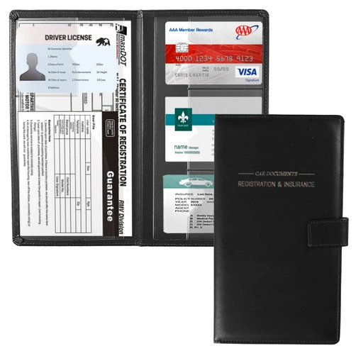 GNEGNI Leather Car Registration and Insurance Card Holder, Auto Truck Document Holder Vehicle Glove Box Paperwork Organizer Wallet with Magnetic Closure for License, Cards & Essential Documents