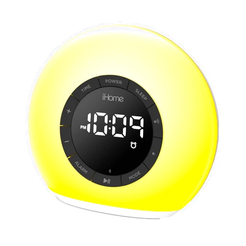 iHome Sunrise Alarm Clock Radio with Bluetooth Speaker, Color Changing Lamp, and USB Charging (iBT32)