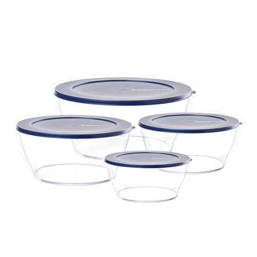 Tupperware Crystal Clear Store & Serve Collection Clearly Elegant 8 Piece Tritan/Copolyester Food Storage Container Set, Dishwasher Safe and BPA Free (4 Bowls, 4 Lids)