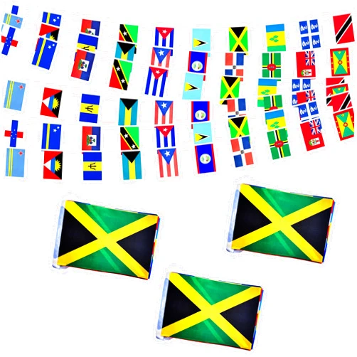 Rotenl 3 Pack 20 Caribbean Countries Small String Flags, 90 Feet 60 Pcs Caribbean Nations Pennant Banner Bunting Flags, International Festival, Commemoration,Caribbean Carnival Decorations (3 Pack)