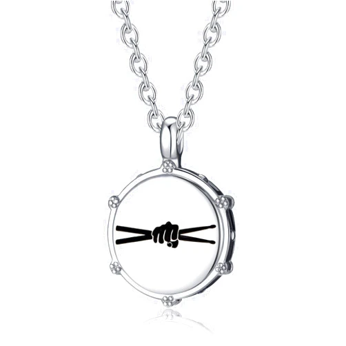 AZFVBQL Rock Drum Necklace for Men's Drummer Gifts Stainless Steel Music Drumstick Pendant Jewelry