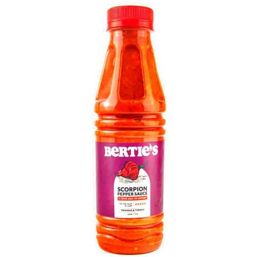 Bertie's Trinidad Scorpion Pepper Sauce - 500ml - Bold Flavor and Insane Heat
