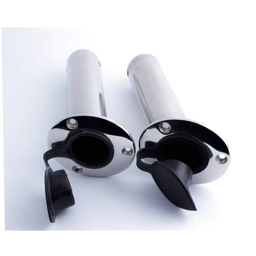 Hoffen 2 Pcs Fishing Rod Holder for Boat, Stainless Steel Flush Mount Rod Holders with Drain, PVC Cap and Inner Tube, Casting Flange 30 Degree for Marine Boat Yacht