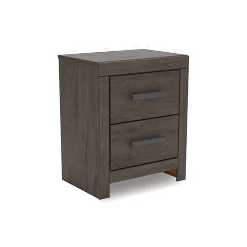 Signature Design by Ashley Prendonea Casual 2-Drawer Nightstand for Bedroom, Wood, Large Handles with Dark Finish, Framed Drawer Fronts, Smooth-Gliding Drawers, 24.41