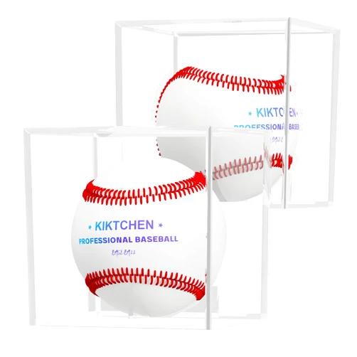 Laatse 2 Pack Baseball Display Case Acrylic Cube Baseball Holder UV Protected Official Baseball Autograph Display Case Memorabilia Display Storage Box for Golf Tennis Billiard
