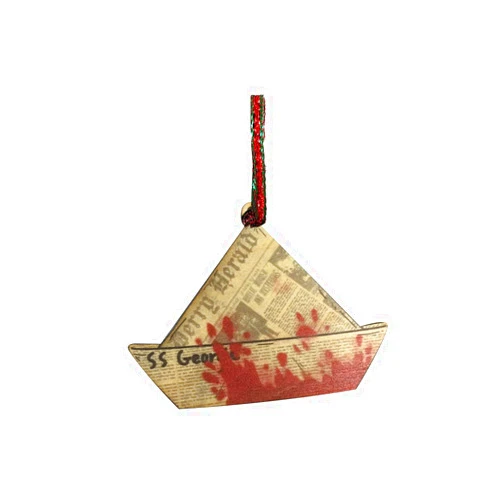 Hat Shark SS Georgie Boat Scary Clown Horror Movie Laser Engraved Printed Wooden Christmas Seasonal Decoration Ornament