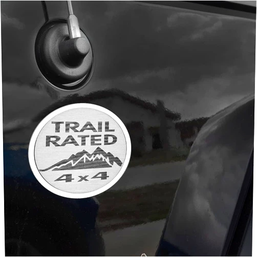 American Car Craft Jeep Trail Rated Emblems 2 pc Etched Stainless Steel | Compatible with 2007-2018 Jeep Wrangler JK