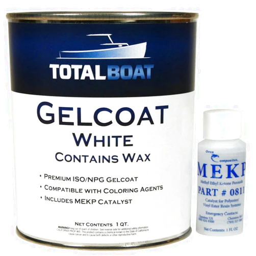 TotalBoat-14409 Marine Gelcoat for Boat Building, Repair and Composite Coatings (White, Quart with Wax)