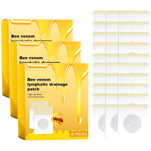 LUOBO 2024 NewBee Venom Patches,Bee Venom Lymphatic Drainage Patches,Bee Venom Drainage Patches for Women & Men(3 Bags/30pcs)