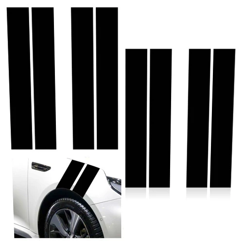 Frienda Racing Stripes 8 Pieces Car Stripe Decals Black Car Stripes Racing Stripe Decals for Cars Car Hood Sticker Auto Racing Body Side Stripe Decal Bumper Stripe Decal Strips Sticker for Car