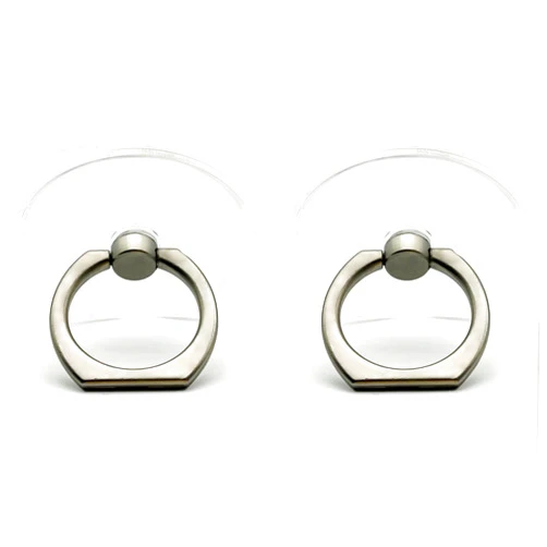 TENOC Phone Grip 2 Pieces Sticky 360° Rotation Universal Stand Ring Holder Finger Kickstand for Cell Phone Case, Round Clear, Titanium