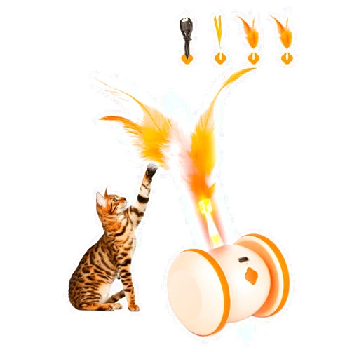 Petchain Automatic Cat Toy, Interactive Cat Toy Cat Exercise Toy Cat Toys for Indoor Cats 360° Rotating Cat Toys with Feather Electric Cat Toy with Light Rechargeable Kitten Toys