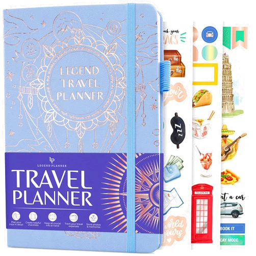 Legend Planner Legend Travel Planner – Vacation Itinerary Organizer for Solo Travel & Couples – Travelling Journal for Women & Men – Traveling Log with Expense Tracker & Packing List – Hardcover (Periwinkle)