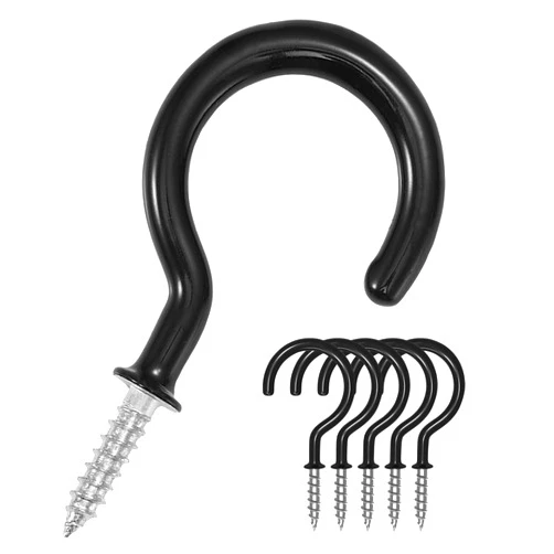 Zuvo 16PCS Metal Ceiling Hooks 2.9 Inch - Cup Hooks Screw in Hooks Plastic Coated Ceiling Hooks Vinyl Utility Hooks for Wood, Under Cupboard, Cabinet Shelf, Hanging Plant and Kitchen Utensils