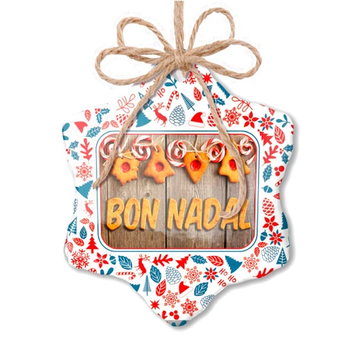 NEONBLOND Christmas Ornament Merry Christmas in Catalan from Andorra, Spain Red White Blue Xmas