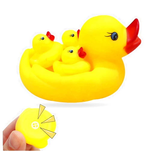 TARANDUS Rubber Duck Family Bathtub Toy, Bath Duck Toys 4 Pcs Rubber Duck Family Squeak Ducks Baby Shower Toy for Toddlers Boys Girls (Mother Child Ducks)