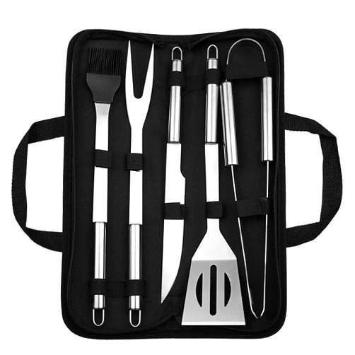GWHOLE 5 Pcs BBQ Grill Accessories Set Stainless Steel BBQ Tools Gift Utensil for Home, Campfire & Backyard Use