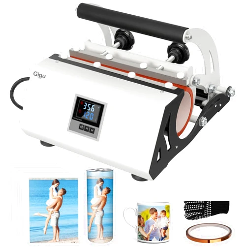 Gigu Tumbler Heat Press Machine for 20oz-30oz Sublimation Blanks Tumblers Press, 11-16oz Mug Press with Sublimation Paper Heat Tape & Gloves, Coffee Mugs Cup Press Glass Water Bottle DIY Heat Transfer