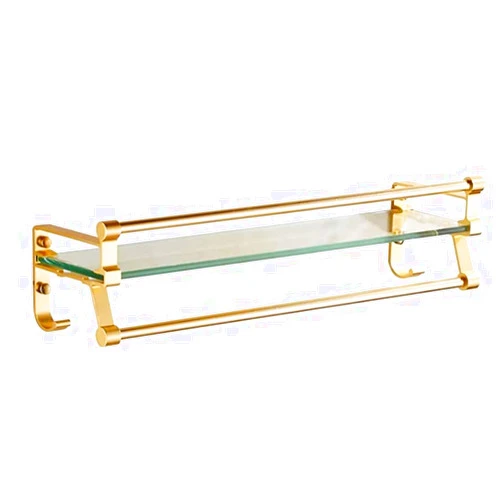 RHRYTCH Bathroom Storage,Bathroom Shelf Creative Modern Stainless Steel Brass Wall Hanging Bathroom Shelf Multifunctional Bathroom Shelf (40cm)