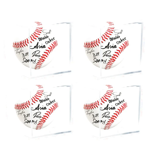 VCISPOK 4 Pack Acrylic Baseball Display Case - UV Protected Baseball Holder for Display, Display Case for Autographed Baseball, Tennis Ball, Golf Ball, Billiard Ball, Memorabilia Display Cases (4 Pack)