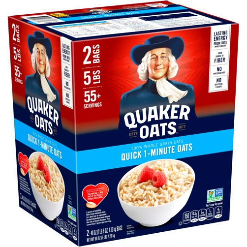 Quaker Quick 1-Minute Oatmeal, Non GMO Project Verified, 2.5 Pound (Pack of 2)