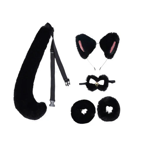 BEIYINAI Foxes Costume Set Foxes Ears Tail Oversleeve Bow Animal Fancy Costume Kit Accessories Adult Kid Halloween Cosplay Props Hallo