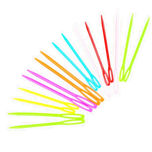 Hekisn Large-Eye Plastic Sewing Needles, Colorful Safety Lacing Needles, 2 Different Sizes Yarn Sewing Needle, Learning Needles for DIY Sewing Handmade Crafts，2.76 &2.1 inch (16 Pieces)