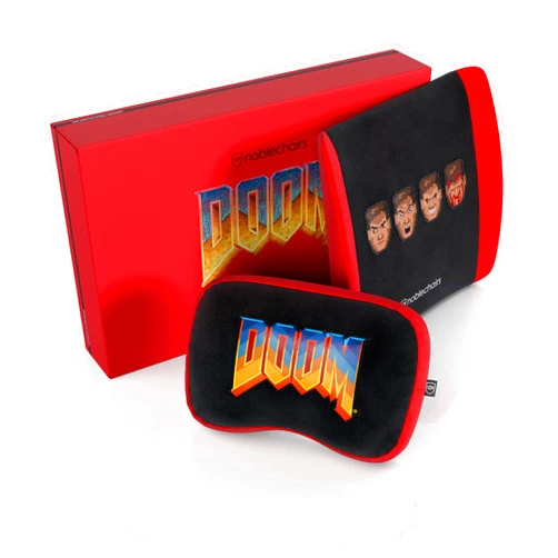 noblechairs Memory Foam Lumbar-Support Pillow, Office and Gaming-Chair Cushion Set - Doom Retro Edition