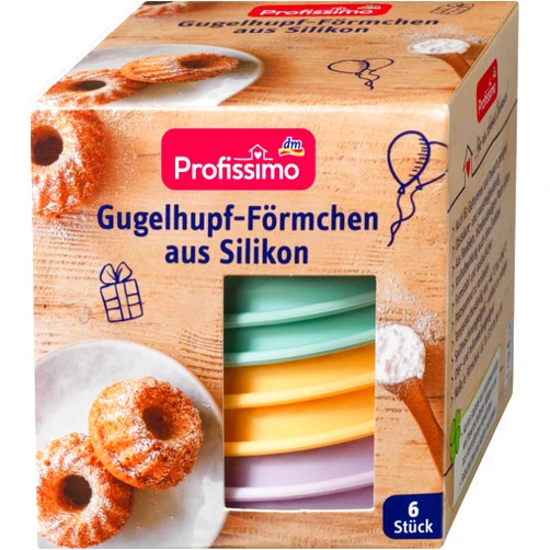 Profissimo Silicone Bundt Cake Molds, 6 pieces - Made in Germany, small, in assortment