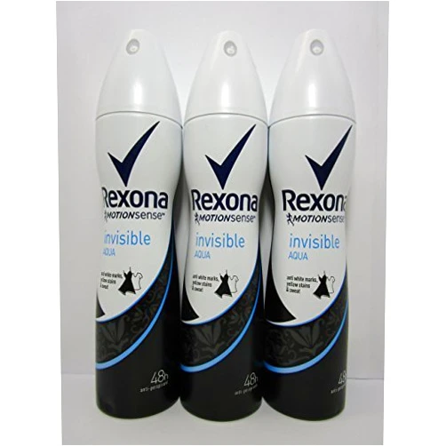 Delucky Set of 3 Rexona Invisible Aqua Deodorant Antiperspirant Spray Women 150 Ml / 5.07 Oz