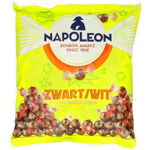 Napoleon Swart/Wit 1kg - Salty Salmiak balls with powder filling