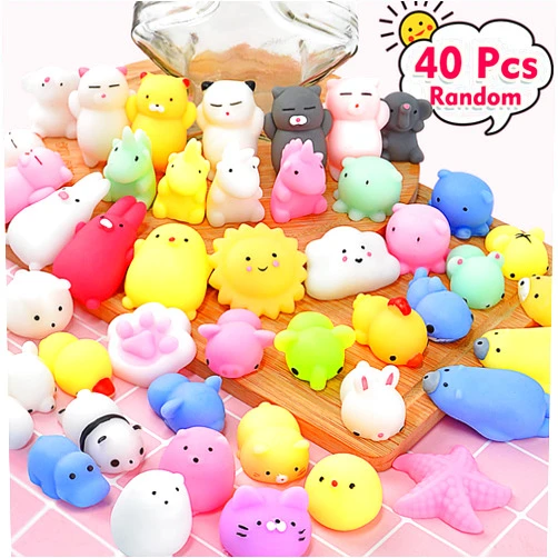 OCATO Squishies 40pcs Mochi Squishy Toys Party Favors for Kids Mini Squishy Kawaii Fidget Toys Stress Relief Treasure Box Toys for Classroom Prizes Kids Easter Egg Fillers Goodie Bag Stuffers, Random