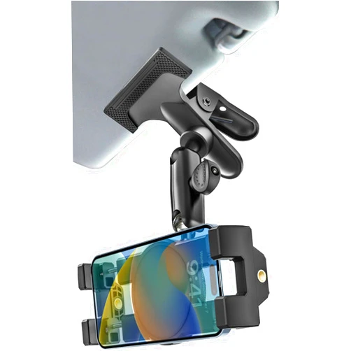 Woleyi Metal Sun Visor Car Phone Holder, 360 Degree Rotation Multifunctional Phone Holder for Car Visor Clamp, Upgraded Magic Arm More Stable for Your Car Mount for iPhone 16 15 14 13 12 Android Smartphones