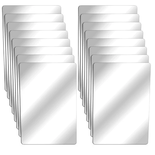 Marsui School Shatter Proof Plastic Mirrors 4 x 6 Inch Mirror Tiles with Soft Round Corners Double Sided Protective Film Mirror Sheets Art and Craft Supply for School Classroom Bathroom (16 Pieces)
