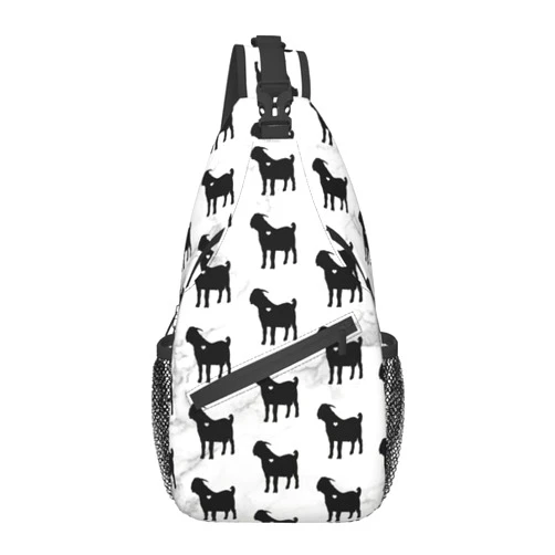 Generic Boer Goat Silhouette Chest Bag Shoulder Bag, Cute Animals Sling Backpack Casual Travel Bag For Men And Women