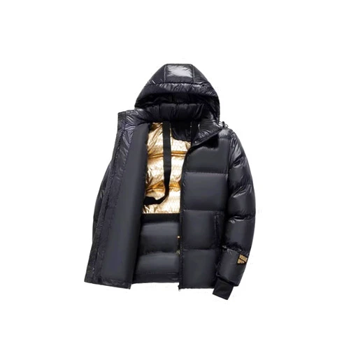 JEShifangjiusu Men's Metallic Shiny Hooded Down Jacket Quilted Insulated Padded Coat Water-Resistant Alternative Puffy Coat