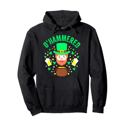 O'Hammered St. Paddy's Day Drink Beer Bar Crawl O'Hammered 2022 St. Patrick's Day Leprechuan Beer Lover Pint Pullover Hoodie