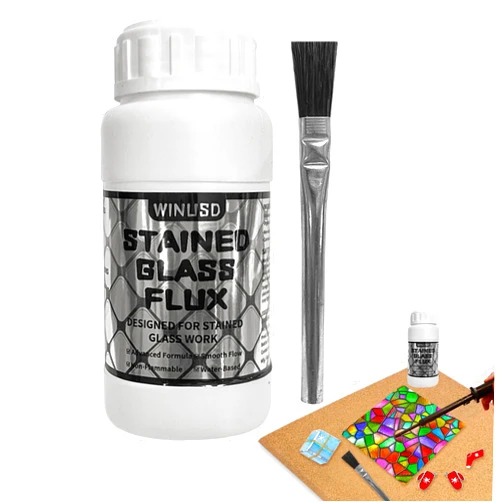 WINUSD 8oz Solder Flux for Stained Glass Soldering, Liquid Zinc Flux for Stained Glass Solder Work Glass Repair and More, Flux for Soldering Tools, Stained Glass Tools Supplies Kits(Water-Based Formula)