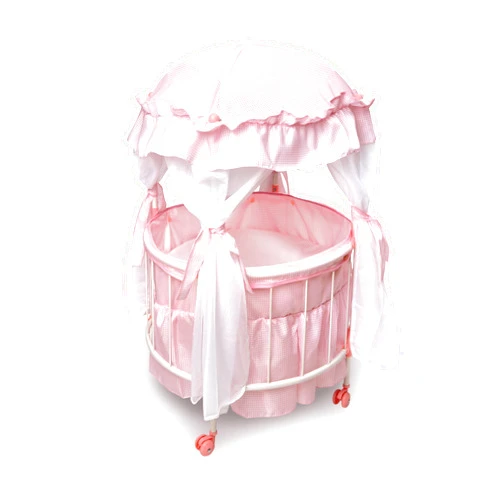 Badger Basket Pavilion Doll Bed for Dolls - Includes Padded Mat - Durable, Stylish Toy Furniture with Canopy for Pretend Play & Décor for Kids Ages 3+ - Pink