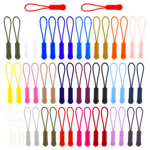 Bremorou 50 Pcs Luggage Zipper Pull Replacement Decorative Zipper Pulls Colorful Zipper Pulls Zipper Tags Strong Nylon Cord Fixer Cord Zipper Replacement Luggage Jacket Repair Kit For Backpacks Purses Handbags