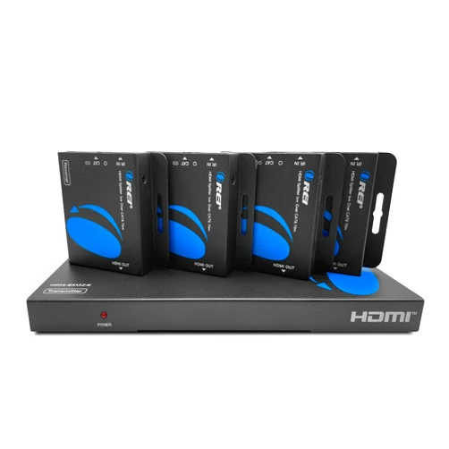 OREI 1x4 HDMI Extender Splitter Multiple Over Single Cable CAT6/7 1080P with IR Remote EDID Management - Up to 165 Ft - Loop Out - Low Latency - Full Support