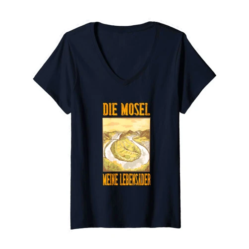 Flüsse zum Wandern Baden Rudern Kajak Kanu fahren My lifeline River Moselle Bremm Zell Cochem Trier Koblenz V-Neck T-Shirt