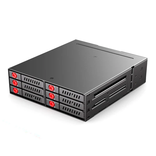 READYXIO 6 Bay SAS/Sata HDD & SSD Hot Swap Cage, 6 Bay Hard Drive Dock for 5.25” Enclosure, 6 Bay Hard Drive Station with Colling Fans