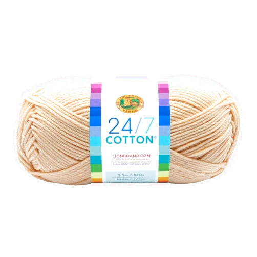 Lion Brand Yarn Lion Brand 24/7 Cotton Yarn, Lightweight Yarn for Knitting, Crocheting, and Crafts, Ecru, 1 Pack
